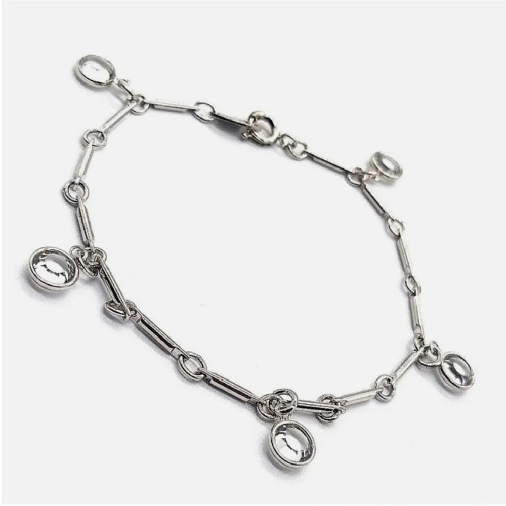 Vintage KJL Crystal Silver Station Bracelet - Picture 2 of 4